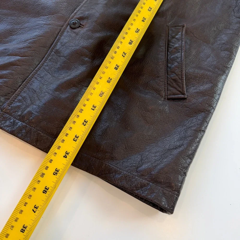 Gap Vintage Car Coat 303039 Dark Brown Genuine Leather Jacket Mens Large